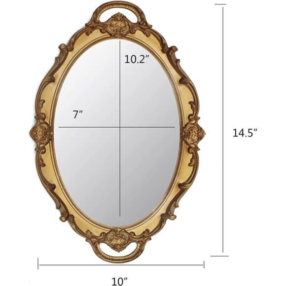 14.5 x 10 inchs Small Oval Antique Decorative Wall Mirror Vintage - Picture 3 of 8